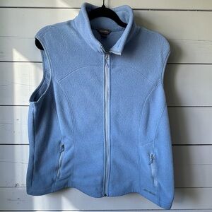 Eddie Bauer Light Blue Full Zip Fleece Vest Womens 2XL Soft Outdoor Layer